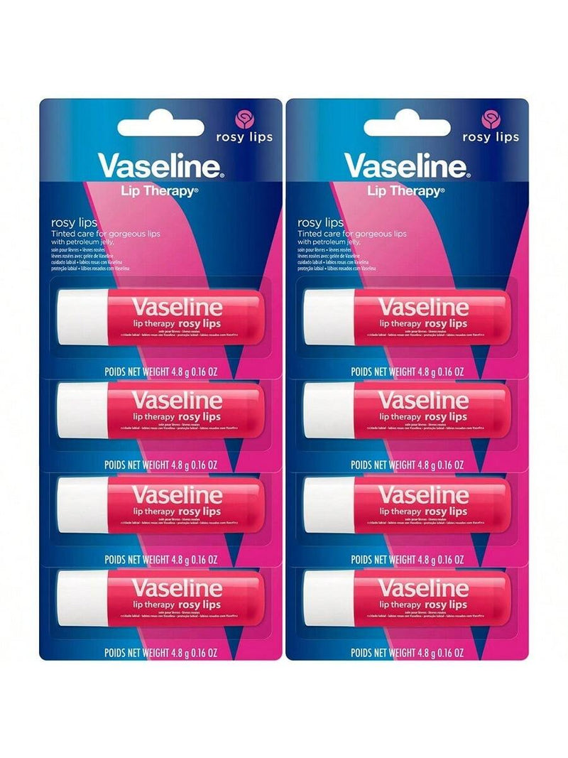 Lip Therapy Petroleum Jelly - Rosy by Vaseline for Women - 0.16 oz Lip Balm - Pack of 8