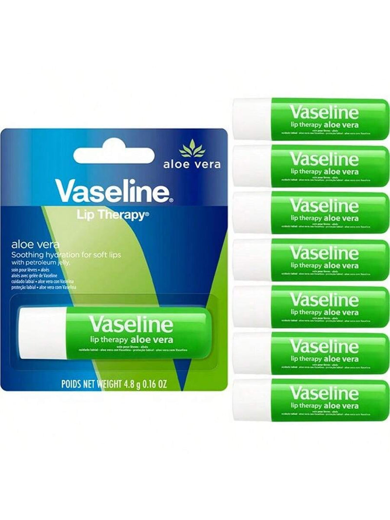 Lip Therapy Petroleum Jelly - Aloe Vera by Vaseline for Women - 0.16 oz Lip Balm - Pack of 8