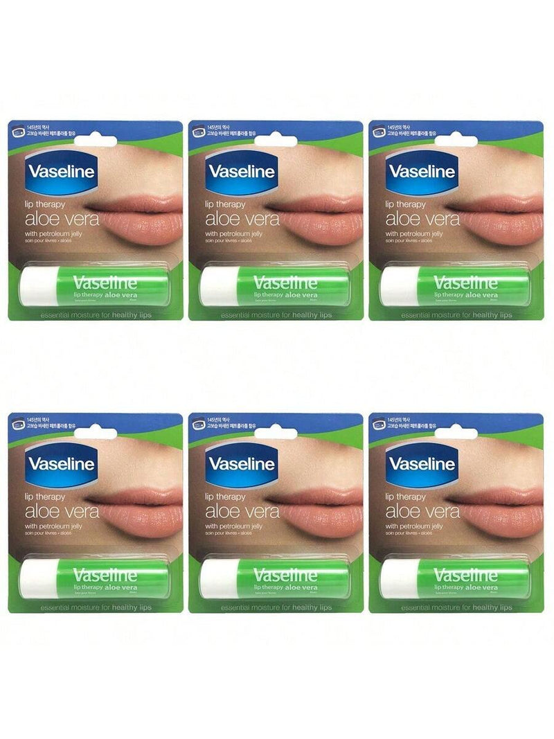 Lip Therapy Petroleum Jelly - Aloe Vera by Vaseline for Women - 0.16 oz Lip Balm - Pack of 6