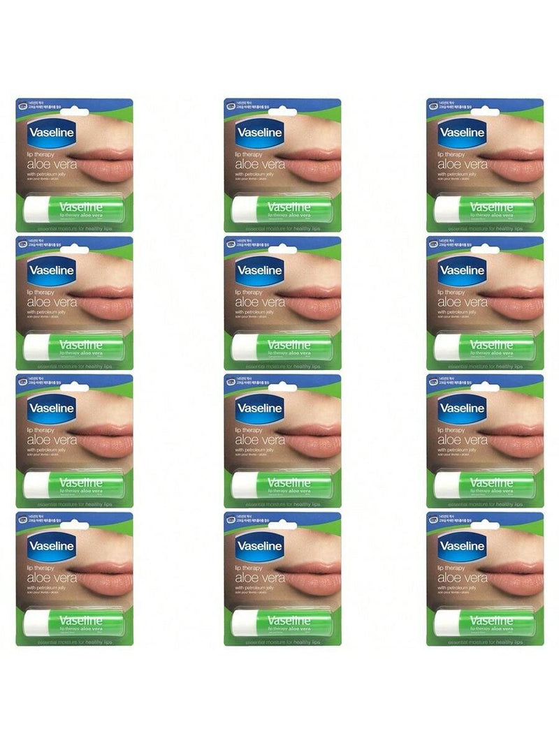 Lip Therapy Petroleum Jelly - Aloe Vera by Vaseline for Women - 0.16 oz Lip Balm - Pack of 12