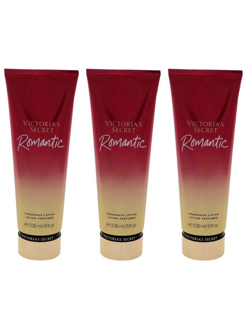 Romantic Fragrance Lotion by Victorias Secret for Women - 8 oz Body Lotion - Pack of 3