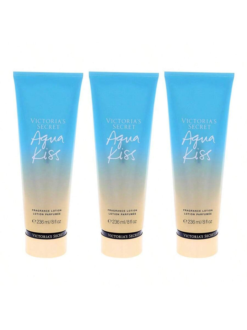 Aqua Kiss Fragrance Lotion by Victorias Secret for Women - 8 oz Body Lotion - Pack of 3