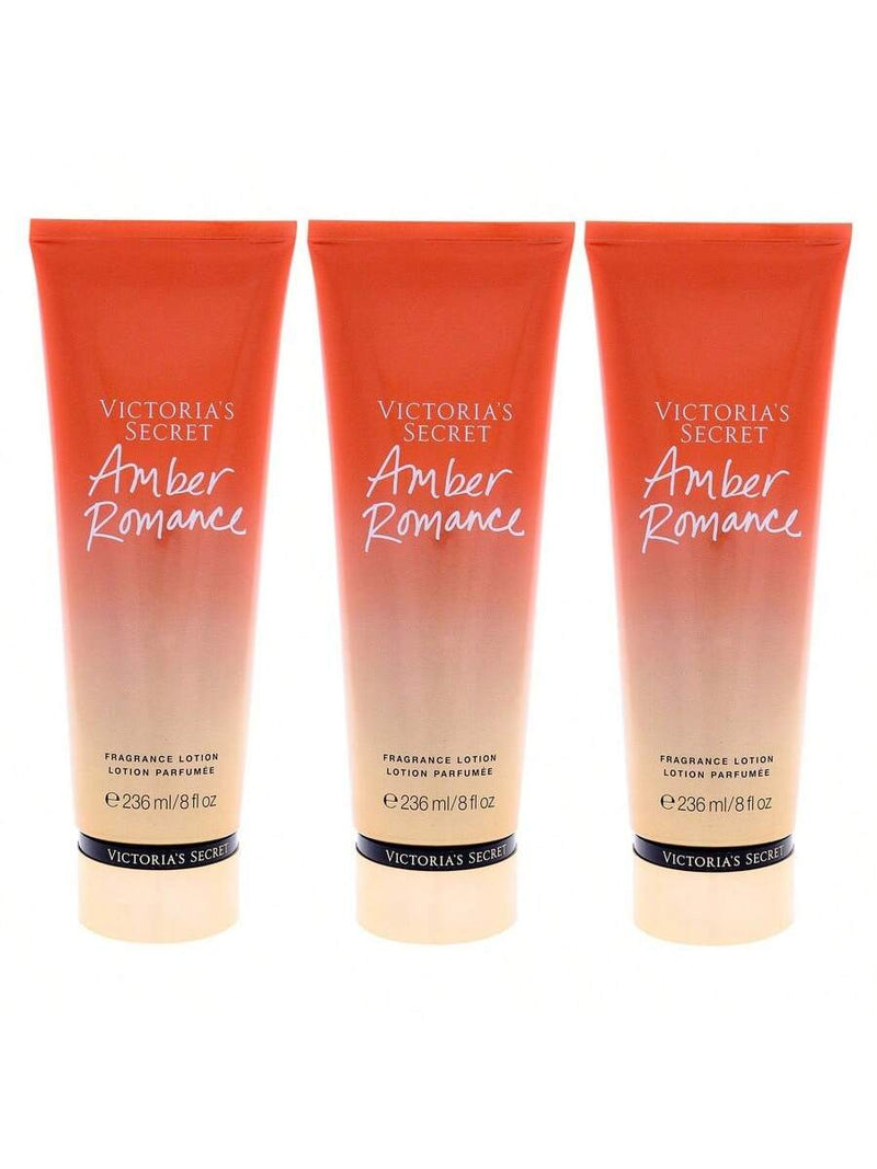 Amber Romance Fragrance Lotion by Victorias Secret for Women - 8 oz Body Lotion - Pack of 3