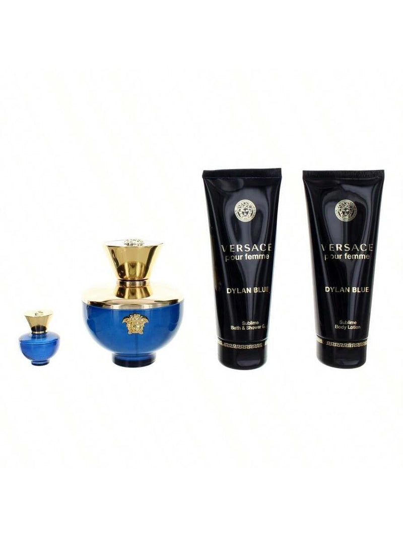 Versace Pour Femme Dylan Blue by Versace, 4 Piece Gift Set for Women