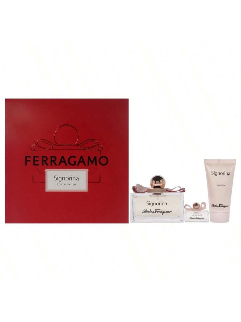 Signorina by Salvatore Ferragamo for Women - 3 Pc Gift Set 3.4oz EDP Spray, 0.17oz EDP Spray, 1.7oz Body Lotion
