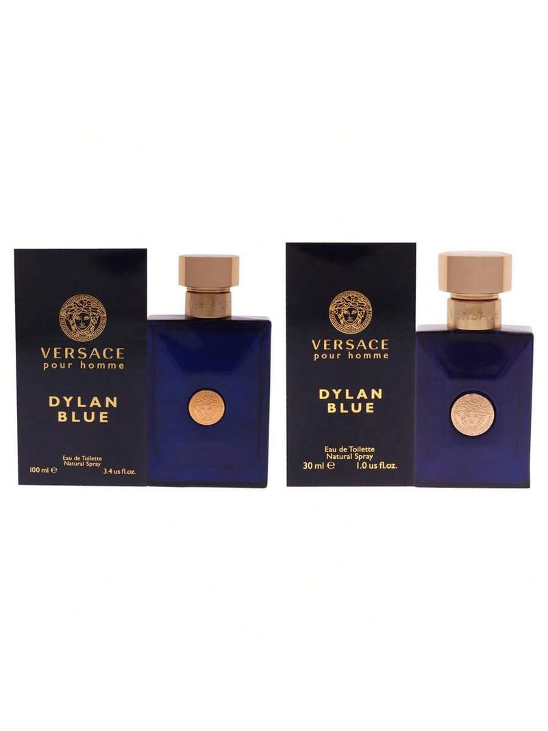 Dylan Blue Kit by Versace for Men - 2 Pc Kit 3.4 oz EDT Spray, 1 oz EDT Spray