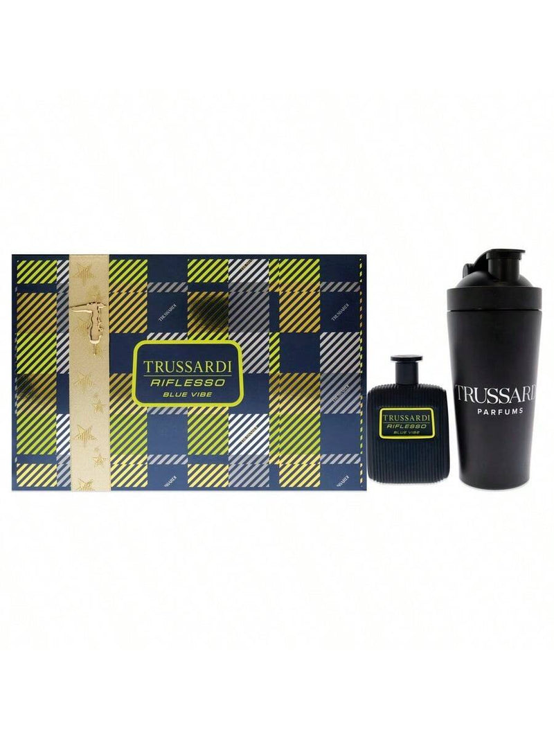 Riflesso Blue Vibe by Trussardi for Men - 2 Pc Gift Set 3.4 oz EDT Spray, Sport Bottle