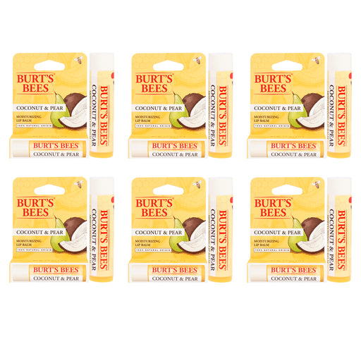 Burt's Bees Coconut And Pear Moisturizing Lip Balm Blister Pack Of 6