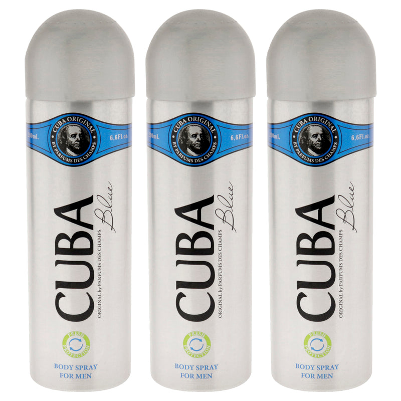 Cuba Blue Pack Of 3 Men's Body Spray