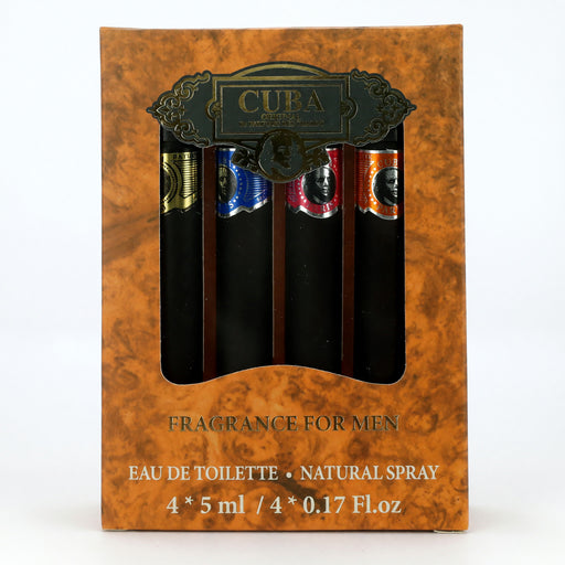 Cuba 4 Pc Mini Gift Set Gold EDT Splash (Mini), Red EDT Splash (Mini), Blue EDT Splash (Mini), Orange EDT Splash (Mini) Men's Eau De Toilette Gift Set