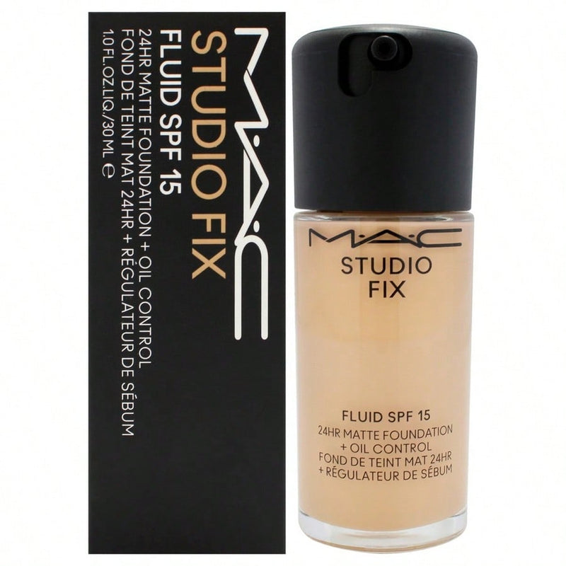 Studio Fix Fluid SPF 15 24HR Matte Foundation Plus Oil Control - C4 Light Neutral Golden with Peachy Undertone by MAC for Women - 1 oz Foundation