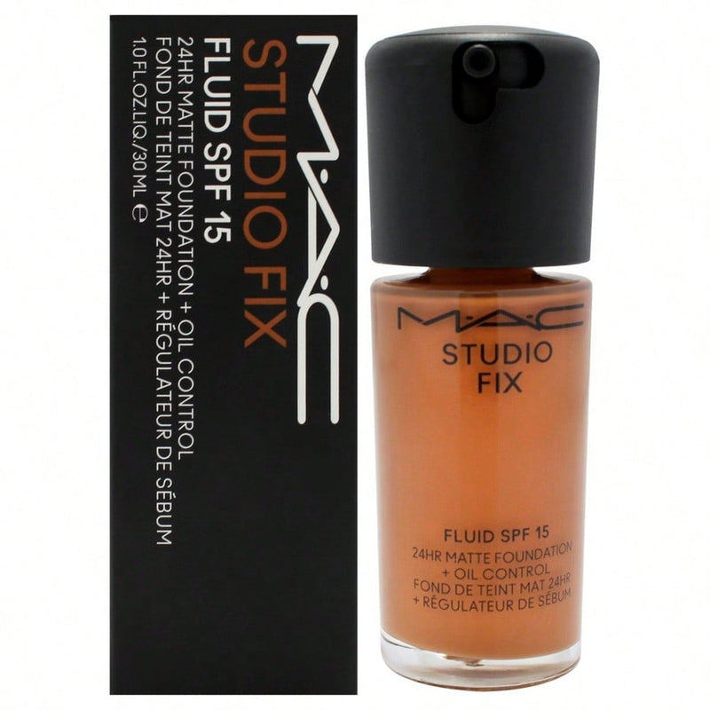 Studio Fix Fluid SPF 15 24HR Matte Foundation Plus Oil Control - NW45 Medium Mahoghany with Rosy Undertones by MAC for Women - 1 oz Foundation