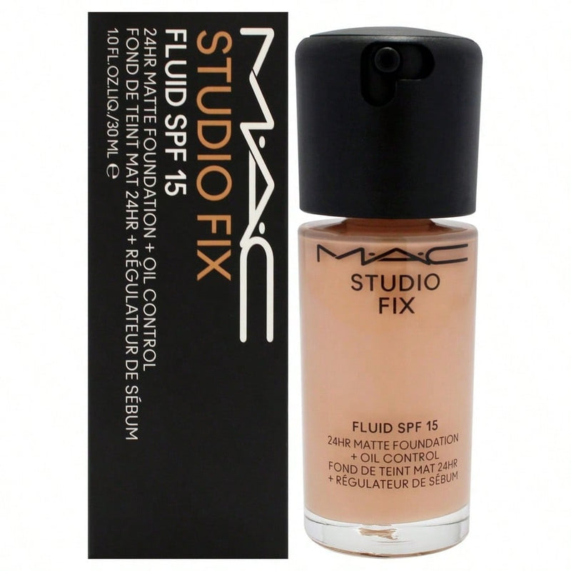 Studio Fix Fluid SPF 15 24HR Matte Foundation Plus Oil Control - NW30 Medium Beige with Rosy Undertone by MAC for Women - 1 oz Foundation