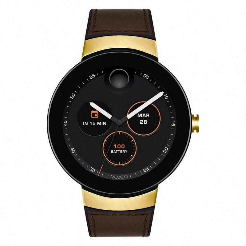 Movado Unisex's Connect 3660021 Strap Black Dial Digital Movement Buckle Clasp 46mm Round Watch