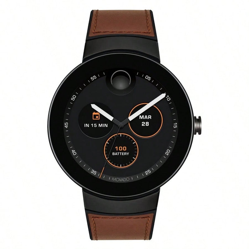 Movado Unisex's Connect 3660019 Strap Black Dial Digital Movement Buckle Clasp 46mm Round Watch