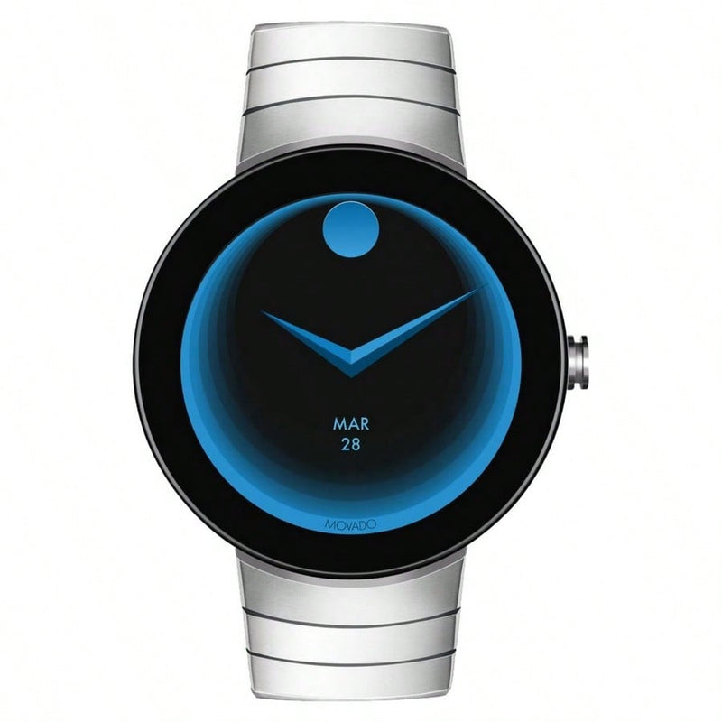 Movado Unisex's Connect 3660017 Bracelet Black Dial Digital Movement Fold over Clasp 47mm Round Watch