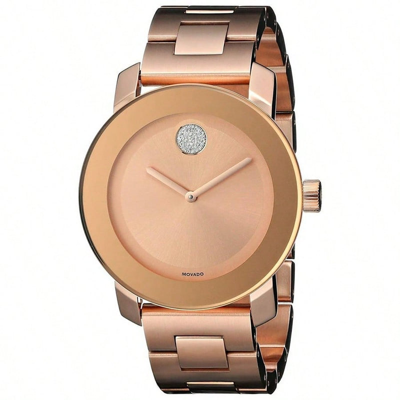 Movado Women's Bold 3600086 Bracelet Rose Gold Dial Quartz Movement Deployment Clasp 36mm Round Watch