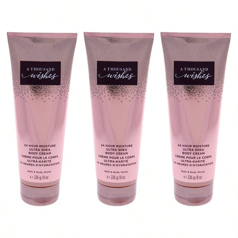 A Thousand Wishes Ultra Shea Body Cream by Bath and Body Works for Women - 8 oz Body Cream - Pack of 3