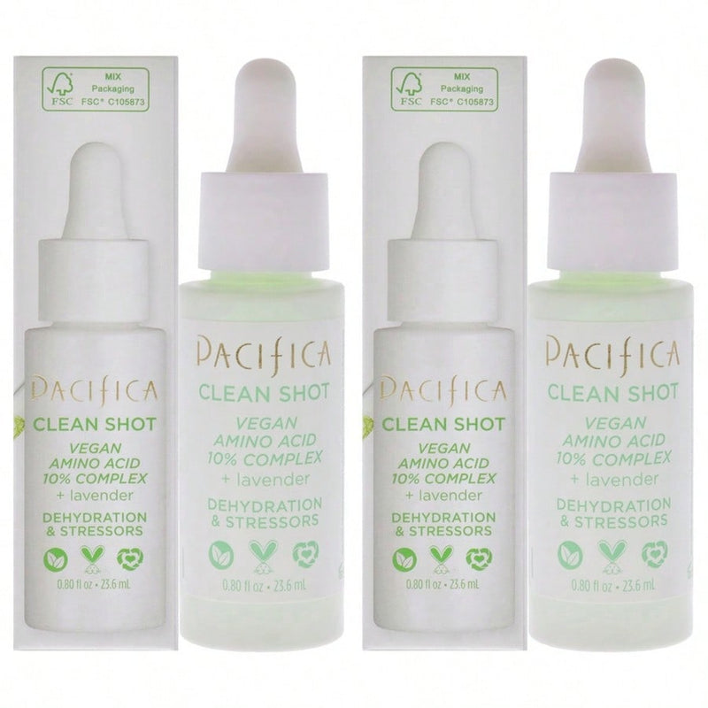 Clean Shot Vegan Amino Acid 10 Percent Complex by Pacifica for Unisex - 0.8 oz Serum - Pack of 2
