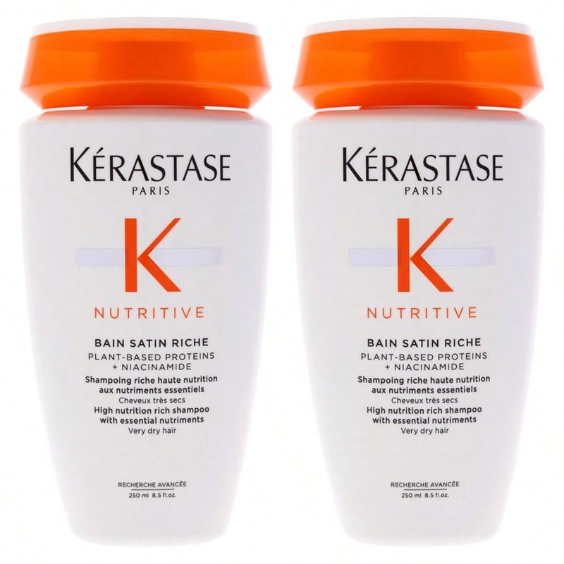 Nutritive Bain Satin Riche Shampoo by Kerastase for Unisex - 8.5 oz Shampoo - Pack of 2