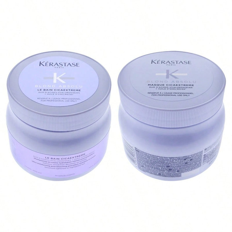 Blond Absolu Kit by Kerastase for Unisex - 2 Pc Kit 16.9oz Blond Absolu Le Bain Cicaextreme Shampoo, 16.9oz Blond Absolu Cicaextreme Mask