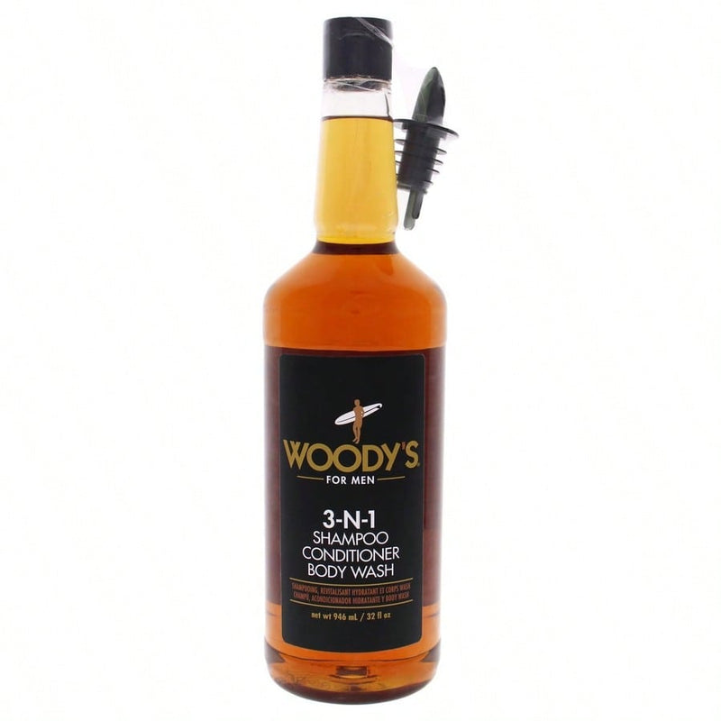 3-In-1 Shampoo Conditioner and Body Wash by Woodys for Men - 32 oz Shampoo