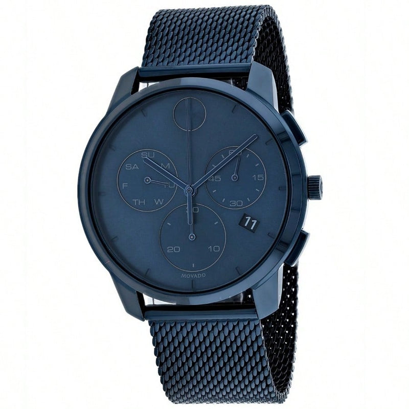 Movado Men's Bold 3600633 Bracelet Blue Dial Quartz Movement Deployment Clasp 40mm Round Watch