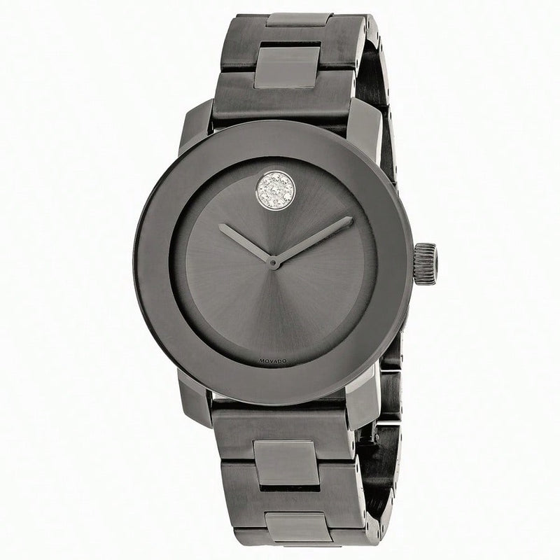 Movado Men's Bold 3600103 Bracelet Gunmetal Dial Quartz Movement Deployment Clasp 36mm Round Watch