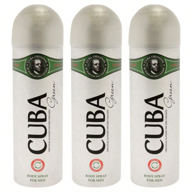 Cuba Green by Cuba for Men - 6.6 oz Body Spray - Pack of 3