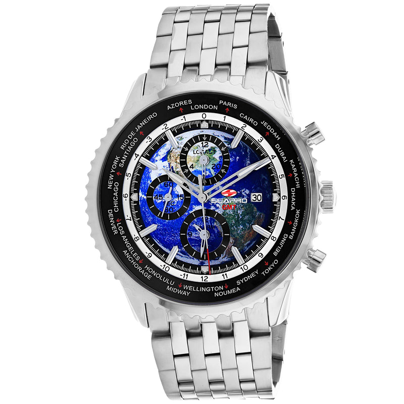 Seapro Meridian World Timer Gmt Men's Quartz 47mm Watch