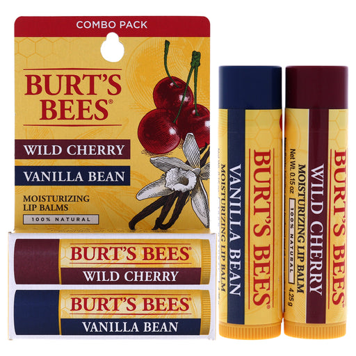 Burt's Bees Wild Cherry And Vanilla Bean Moisturizing Lip Balm Twin Pack