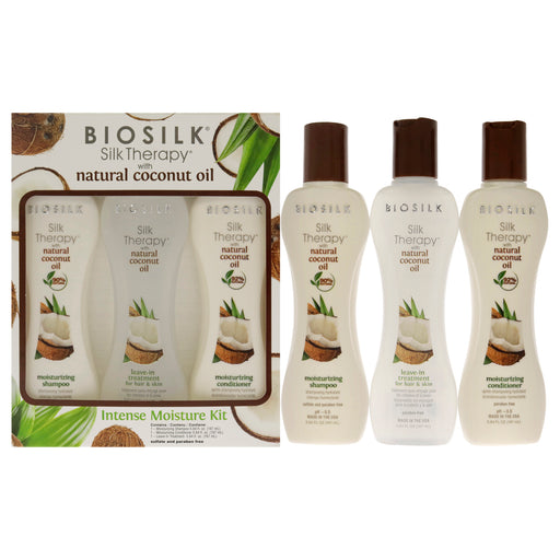 Biosilk Silk Therapy With Organic Coconut Intense Moisture Kit Unisex Gift Set