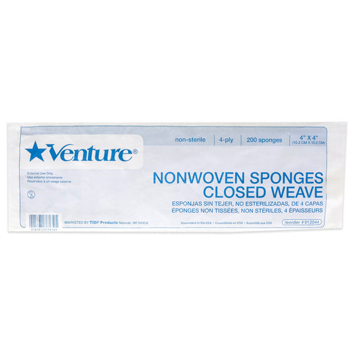 Tidi Products Venture Non-Woven 4-Ply Closed Weave Sponge Non-Sterile