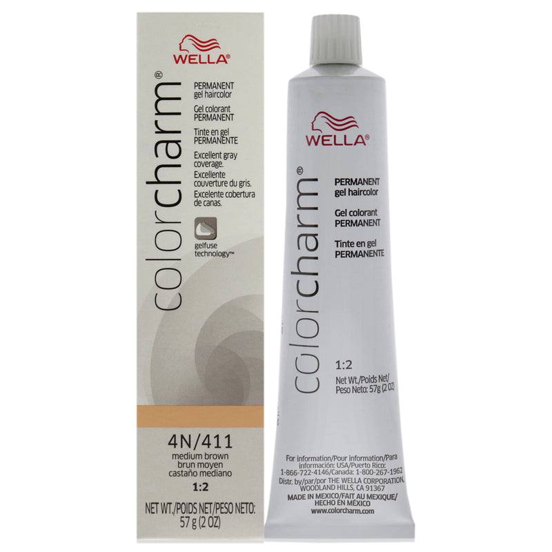Wella Color Charm Permanent Hair Color Gel 4n 411 Medium Brown