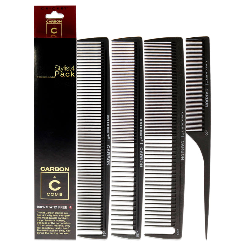Cricket Carbon Comb Stylish 4-Pack Unisex Gift Set
