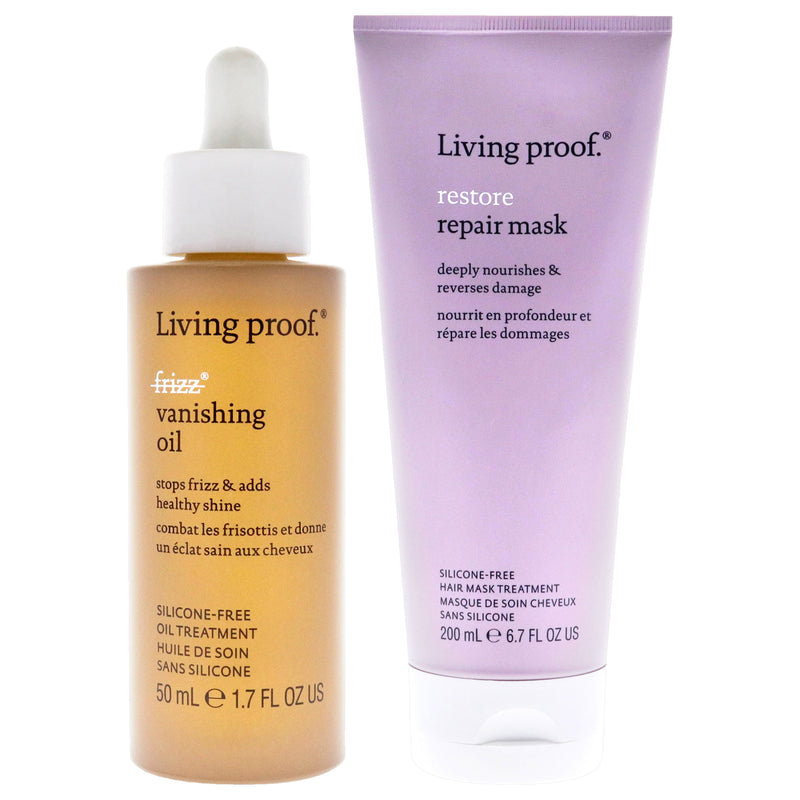Living Proof No Frizz Vanishing Oil And Restore Repair Mask Kit Unisex Gift Set