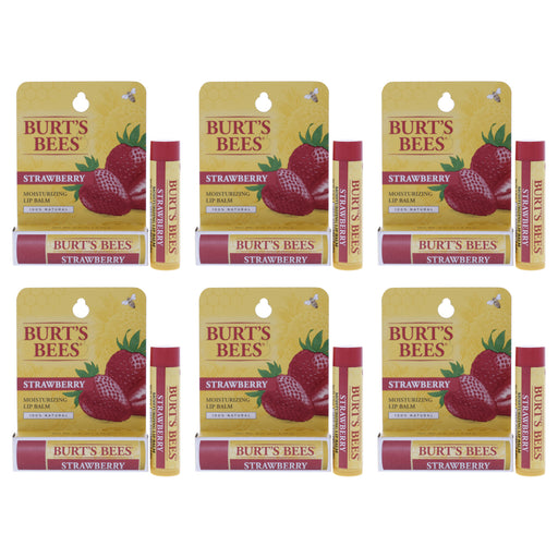 Burt's Bees Strawberry Moisturizing Lip Balm Blister Pack Of 6