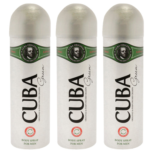Cuba Green Pack Of 3 Men's Body Spray