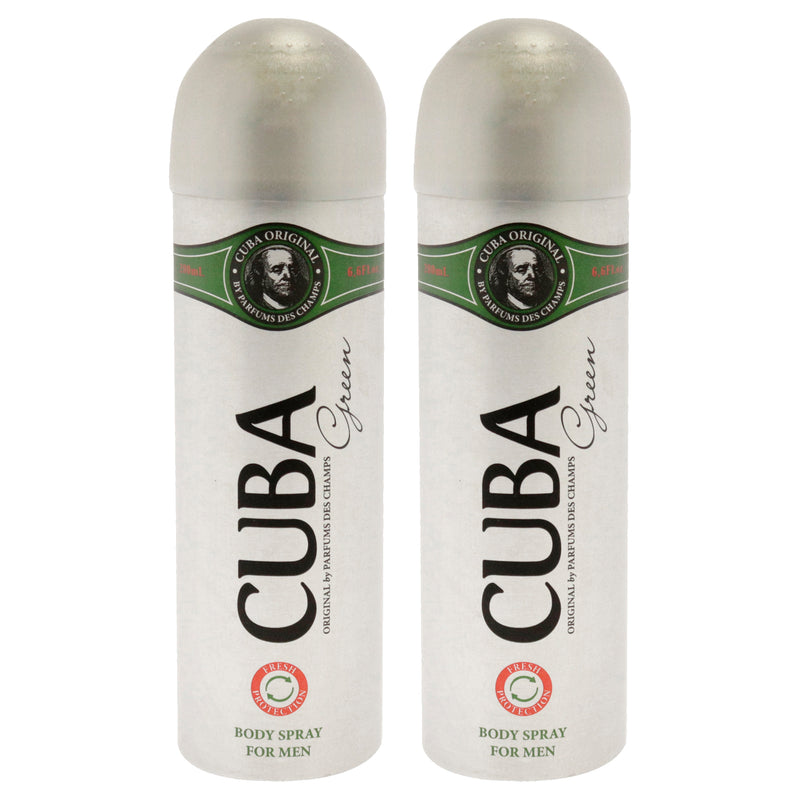 Cuba Green Pack Of 2 Men's Body Spray