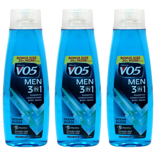 Alberto Vo5 3-In-1 Ocean Surge Shampoo Conditioner And Body Wash Pack