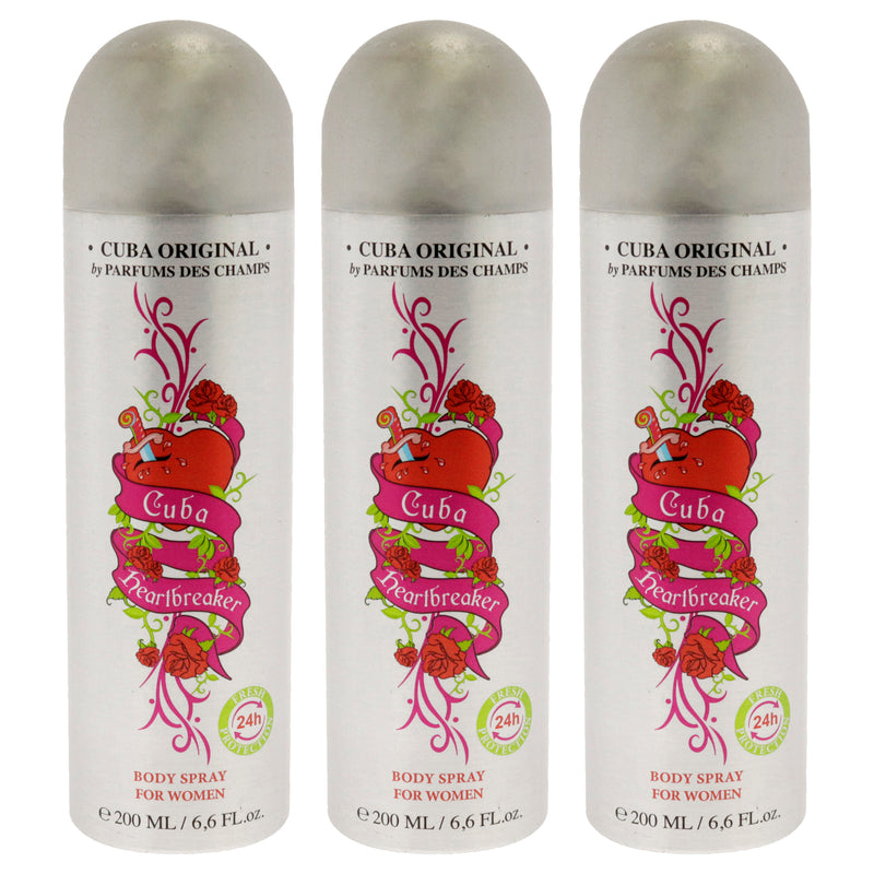 Cuba Heartbreaker Pack Of 3 Women's Body Spray