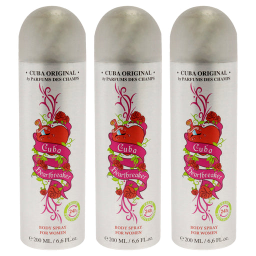 Cuba Heartbreaker Pack Of 3 Women's Body Spray