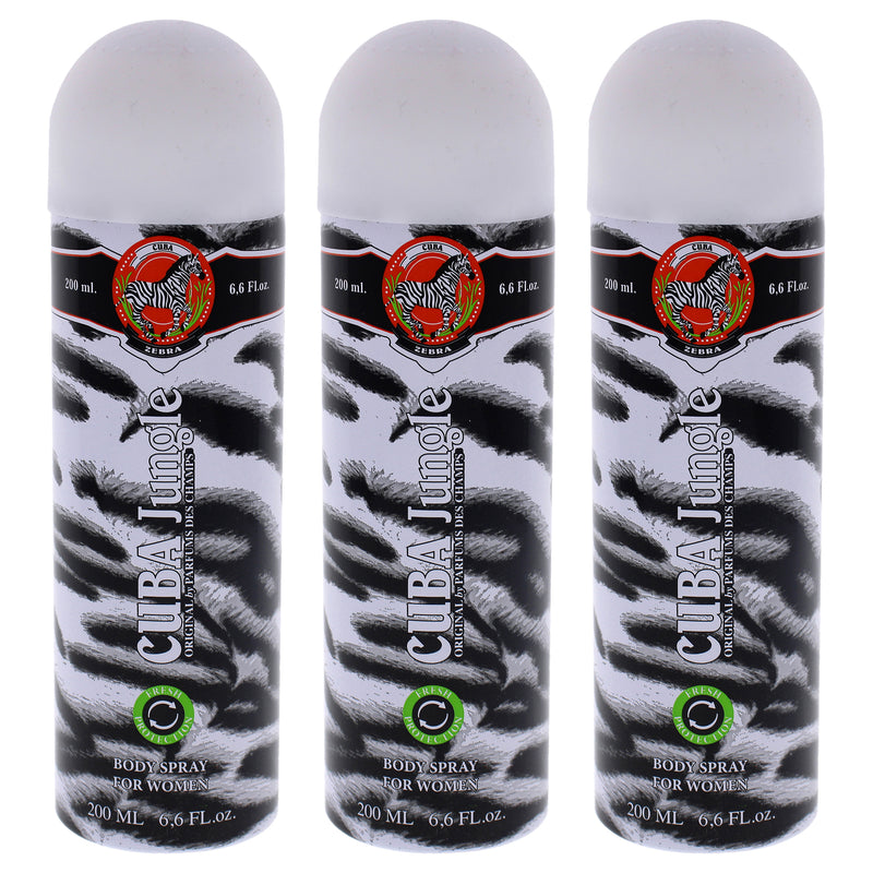 Cuba Jungle Zebra Pack Of 3 Women's Body Spray