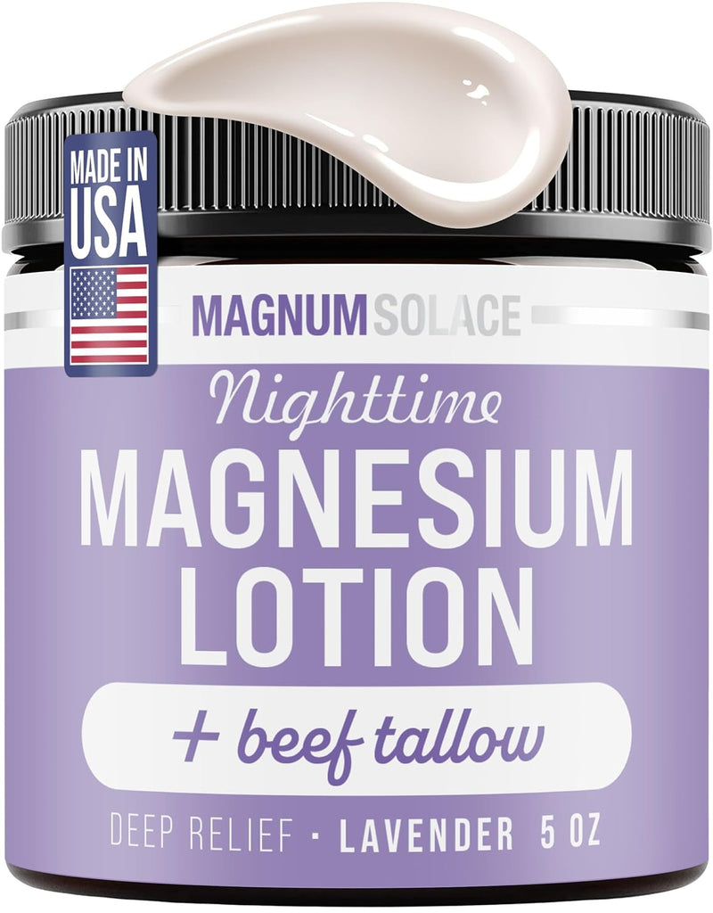 Magnum Solace Nighttime Magnesium Lotion With Beef Tallow Lotion Lavender