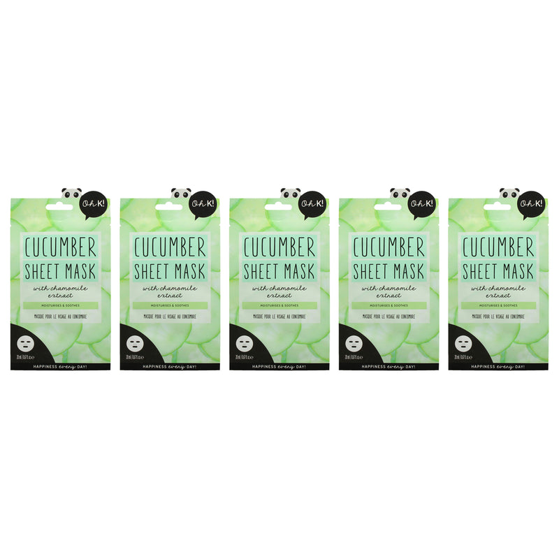 Oh K! Sheet Mask Cucumber Pack Of 5 Unisex Gift Set