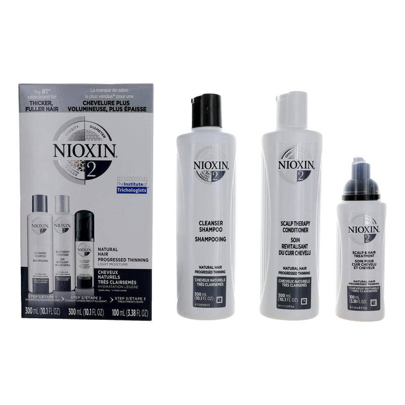 Nioxin 3d Care System Kit 2 For Natural Hair Progressed Thinning Light Moisture Gift Set
