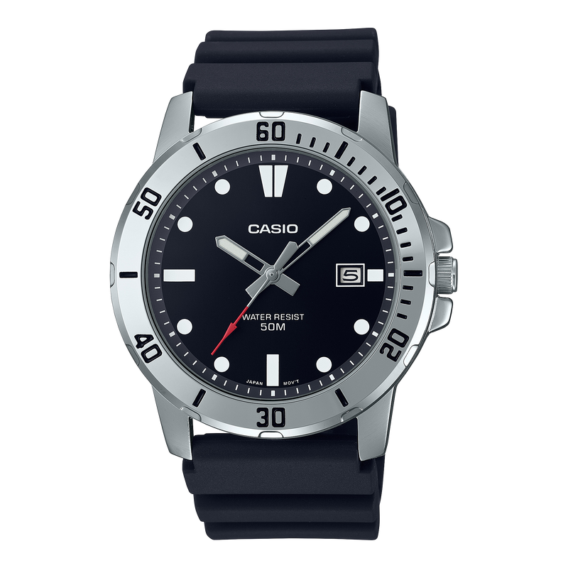 Casio 's Black Resin Three-Hand Analog 45mm Date 50m Quartz 45mm Watch – Resin