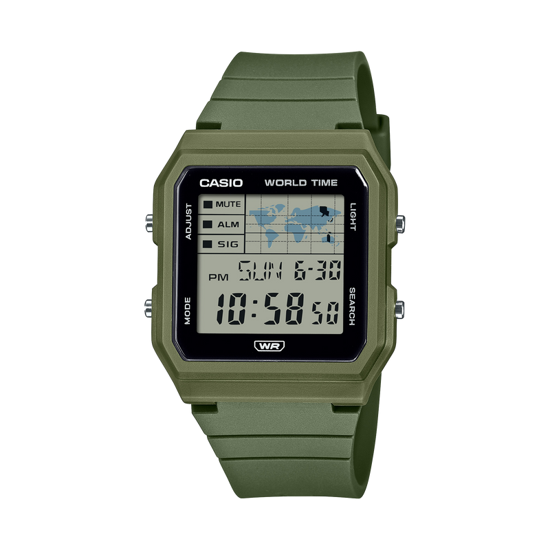 Casio World Time Digital Quartz 34mm Watch – Bio-based resin