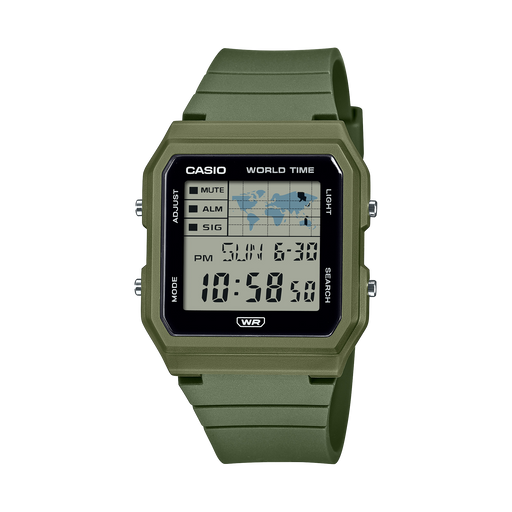 Casio World Time Digital Quartz 34mm Watch – Bio-based resin
