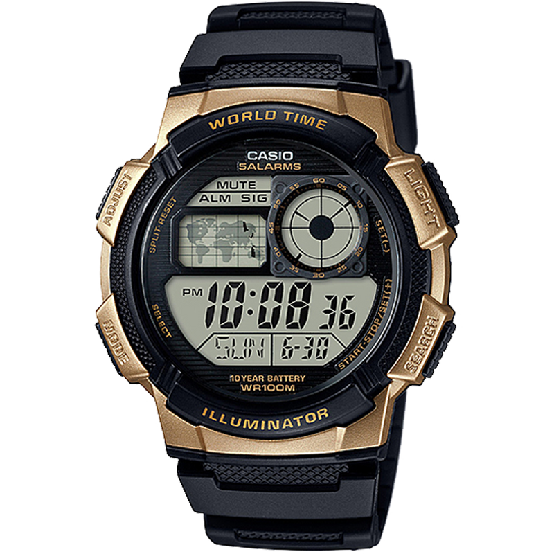 Casio World Time Digital Quartz 45mm Watch